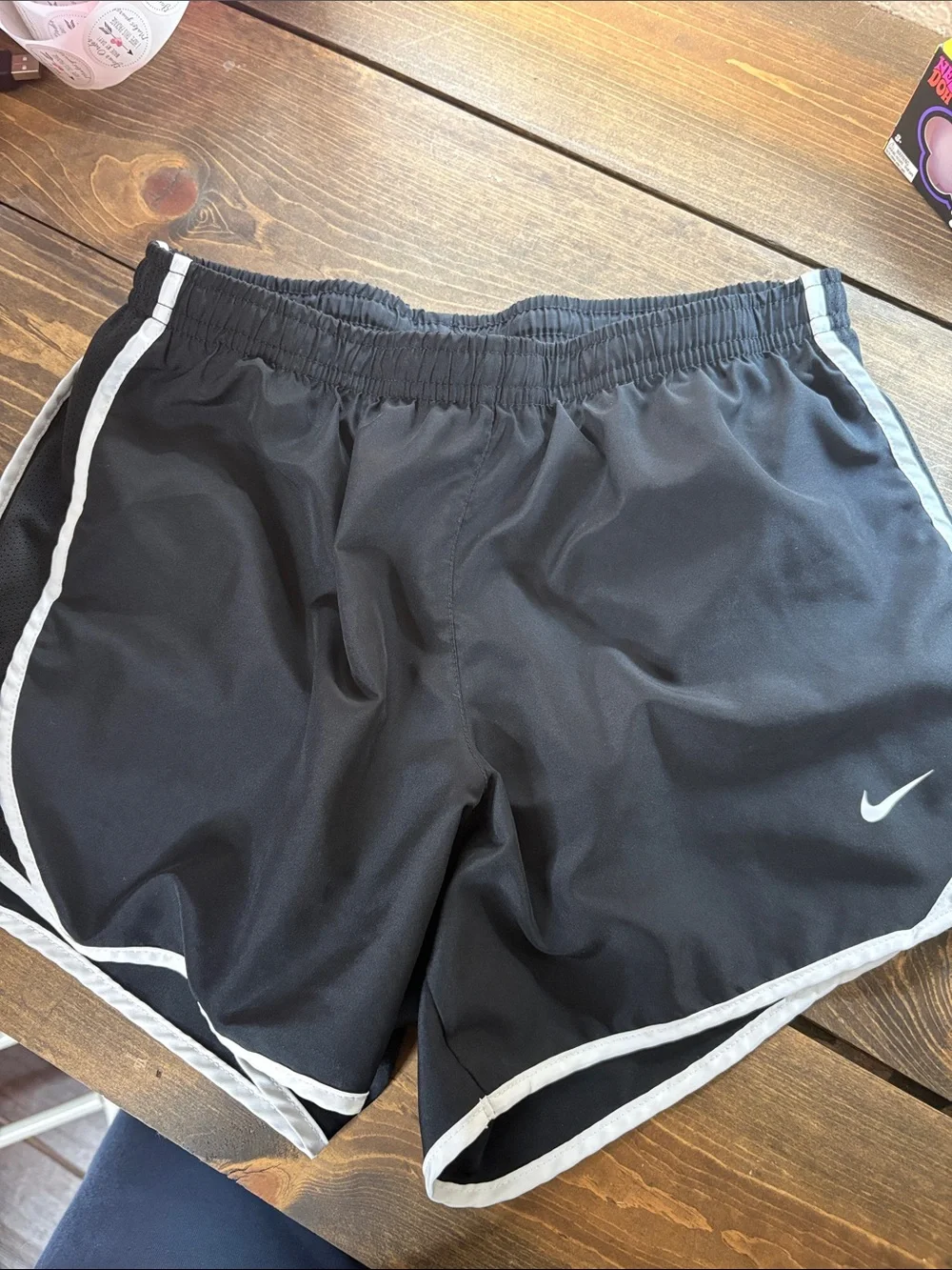 Nike Black Athletic Shorts with White Piping
